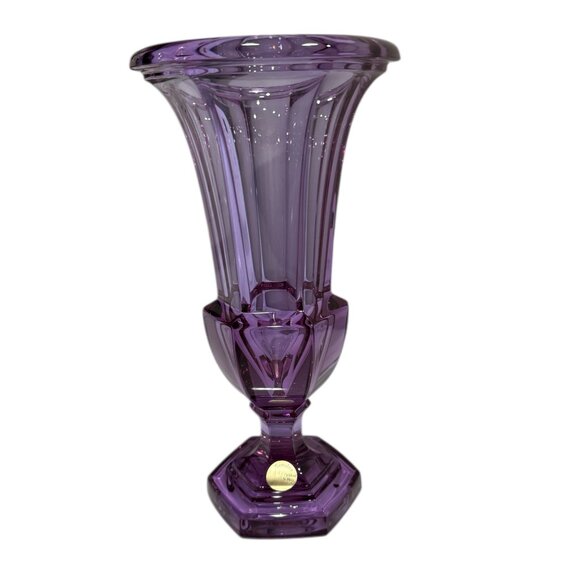 1930's Moser Glass Neodymium Alexandrite Crystal Art Deco Trumpet Vase - Picture 14 of 17